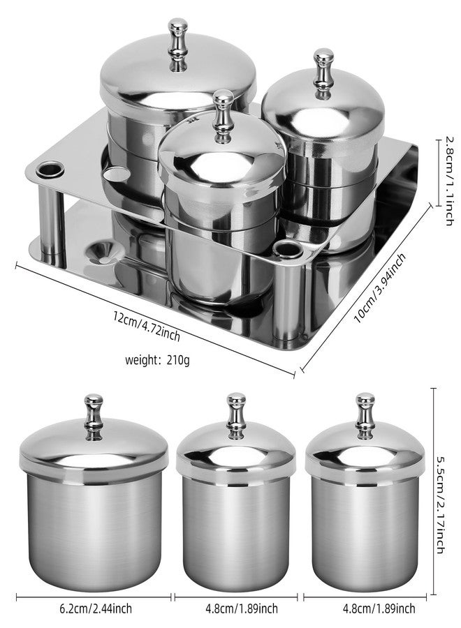 ZIBARBER Acrylic Liquid Container 3 PCS Stainless Steel Acrylic Liquid Powder Cup with Lids Dappen Dish Liquid Powder Holder Container Nail Art Equipment Tools for Nail Design Tools (Silver) - Image 4